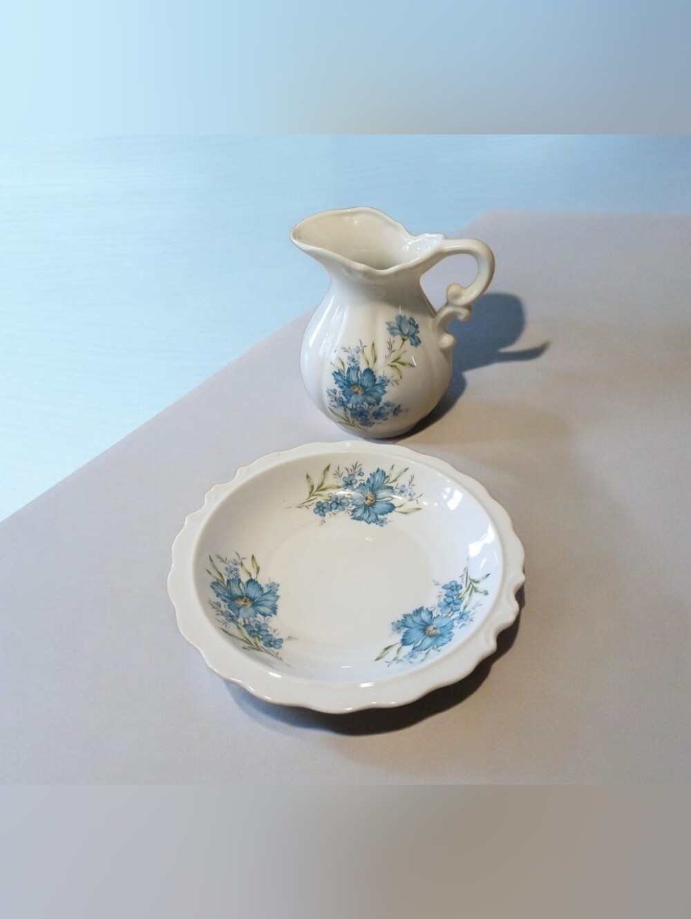 Vintage Inarco Japan E-4542 Small Porcelain Pitcher and Bowl Set